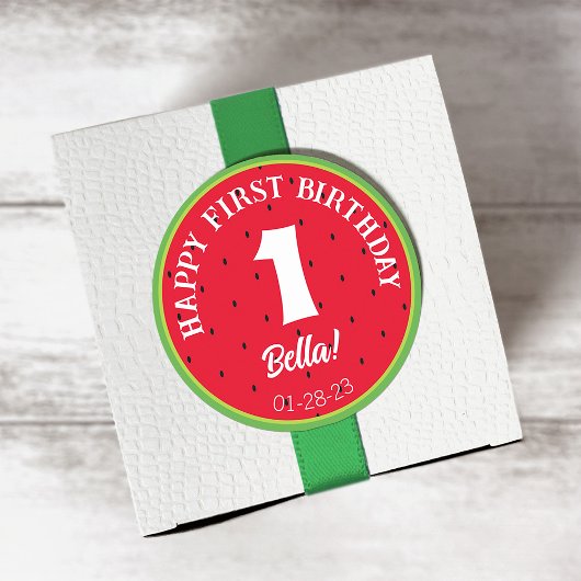 スイカテーマ誕生日シール ラウンドシール