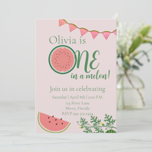 スイカテーマ1歳 招待状 (スタンド正面)