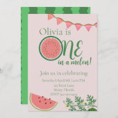 スイカテーマ1歳 招待状 (正面/裏面)