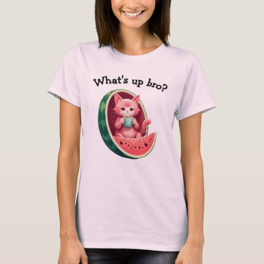 スイカネコのコーヒーブレイク Tシャツ (正面)