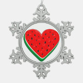 スイカハートバレンタインズデイフリーパレスチナ スノーフレークピューターオーナメント (正面)