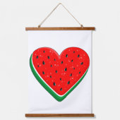 スイカハートバレンタインズデイフリーパレスチナ 吊り下げ型タペストリー (正面)