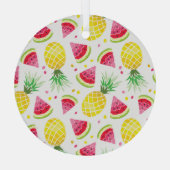 スイカパイナップルサマーシームレスプリント ガラスオーナメント (裏面)