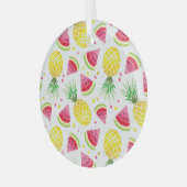 スイカパイナップルサマーシームレスプリント ガラスオーナメント (正面左)