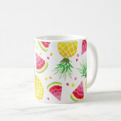 スイカパイナップルサマーシームレスプリント コーヒーマグカップ (正面右)