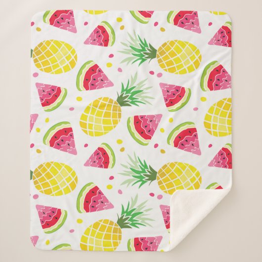 スイカパイナップルサマーシームレスプリント シェルパブランケット (正面)