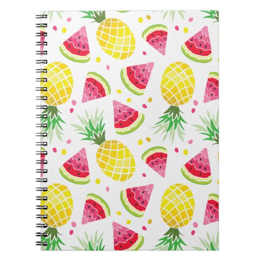 スイカパイナップルサマーシームレスプリント ノートブック (正面)