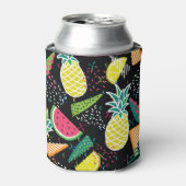 スイカパイナップル：幾何学的シームレスパターン 缶クーラー (缶正面)