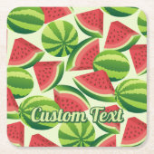 スイカパターム紙コースター スクエアペーパーコースター (正面)