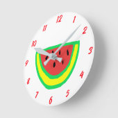 スイカパターンガールベビー子供部屋ベッドルームカワイイ ラウンド壁時計 (傾斜)