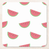 スイカパターンサマーパーティー紙コースター スクエアペーパーコースター (正面)