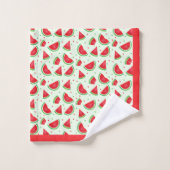 スイカパターンフルーツメロンライトグリーンレッド バスタオルセット (ウォッシュタオル)