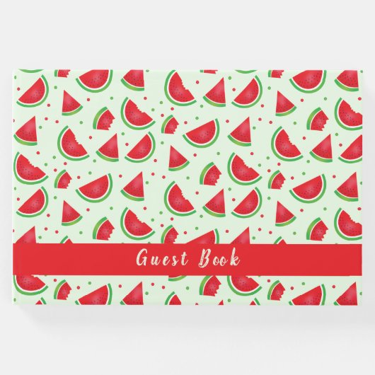 スイカパターンフルーツメロンライトグリーン ゲストブック (正面)