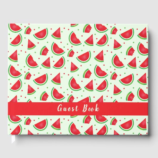 スイカパターンフルーツメロンライトグリーン ゲストブック (正面)