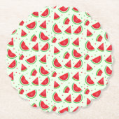 スイカパターンフルーツ夏期ライトグリーン ペーパーコースター (正面)