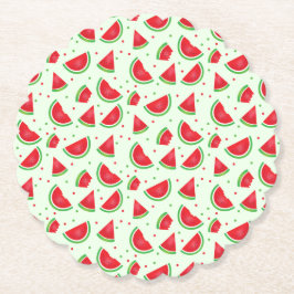 スイカパターンフルーツ夏期ライトグリーン ペーパーコースター