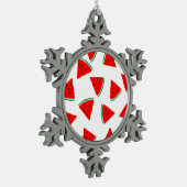 スイカパターン三角形 スノーフレークピューターオーナメント (左)