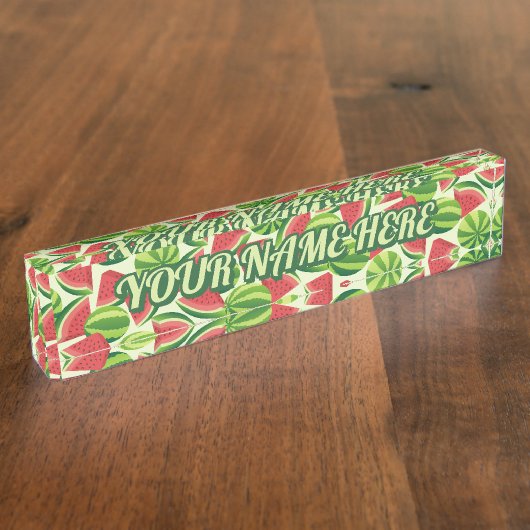 スイカパターン名プレート デスクネームプレート (側面)