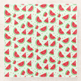スイカパターン夏期ライトグリーンレッド ガラスコースター