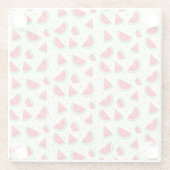 スイカパターン夏期ライトグリーンレッド ガラスコースター (裏面)