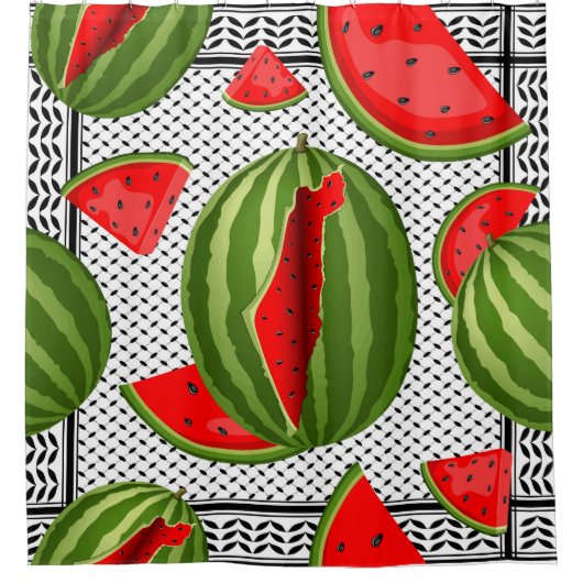 スイカパレスティナのマップスライス シャワーカーテン (正面)