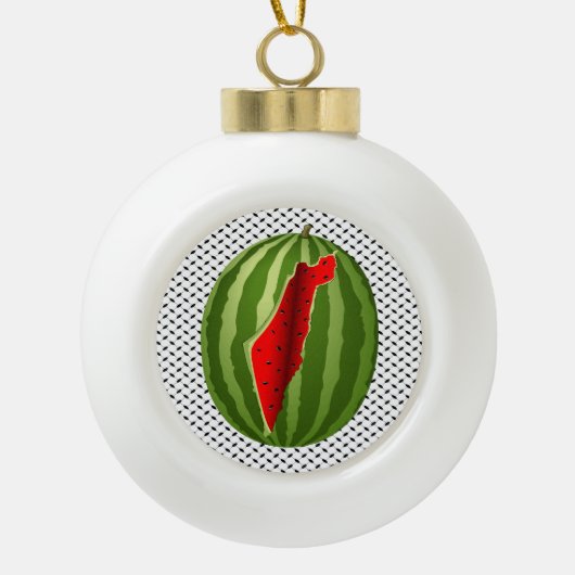 スイカパレスティナのマップスライス セラミックボールオーナメント (正面)