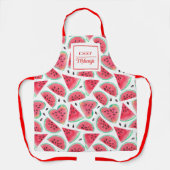 スイカパーソナライズされたパターンシェフ女子 エプロン (正面)