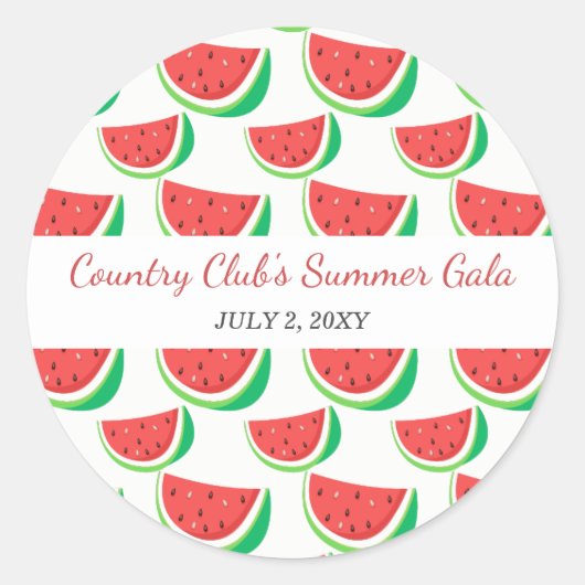 スイカパーソナライズされたパターン夏パーティー ラウンドシール (正面)