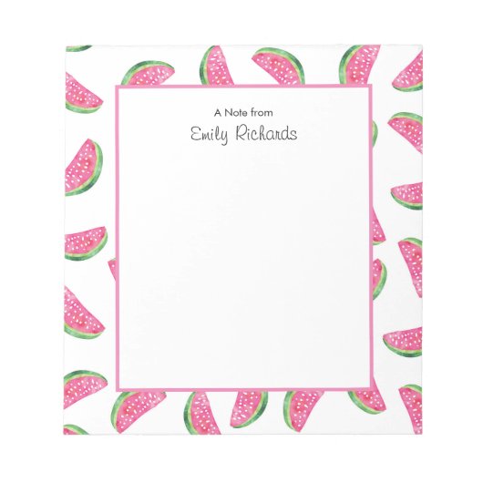 スイカパーソナライズされたーパターン（の模様が）あるメモ帳 ノートパッド (正面)