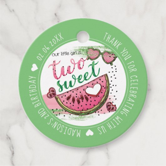 スイカパーソナライズされたー2nd誕生日パーティー フェイバータグ (正面)