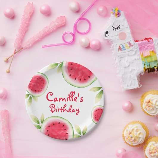 スイカパーソナライズされた誕生日 ペーパープレート (パーティー)