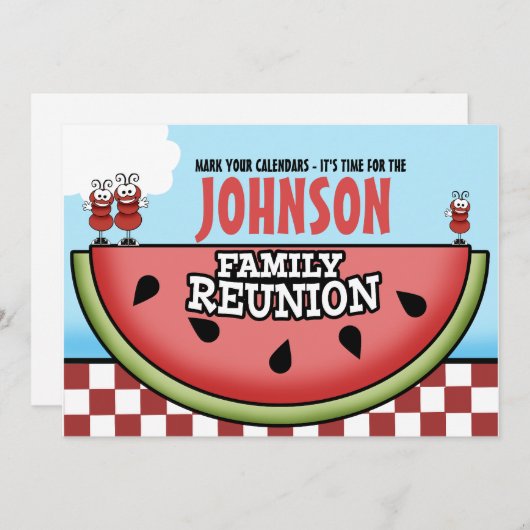 スイカピクニックファミリー懇親会招待状 招待状 (正面/裏面)