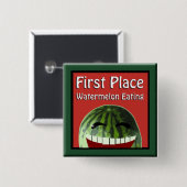 スイカピクニック1位スイカ食べ物 缶バッジ (正面&裏面)