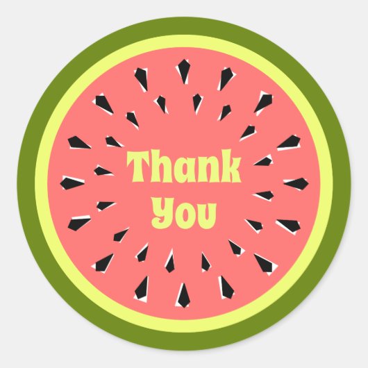 スイカピンクありがとうごちそうさま ラウンドシール (正面)