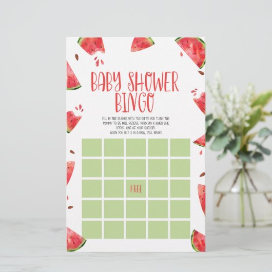 スイカピンクグリーンビンゴベビーシャワーゲーム 便箋 (スタンド正面)
