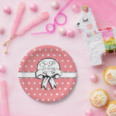 スイカピンクホワイト水玉模様ボウパーソナライズされた ペーパープレート (パーティー)