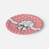 スイカピンクホワイト水玉模様ボウパーソナライズされた ペーパープレート (アングル)