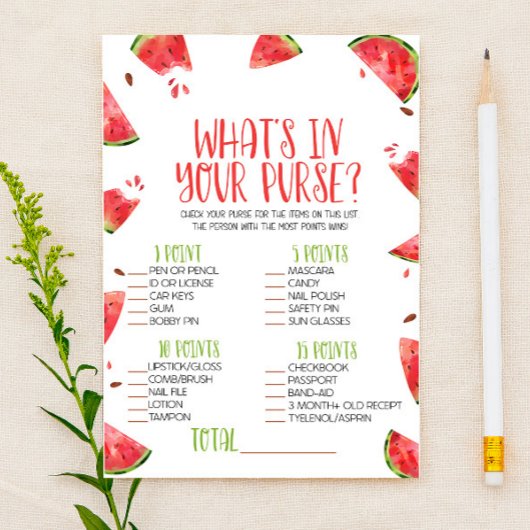 スイカピンク財布の赤ちゃんシャワーゲームに何が 便箋