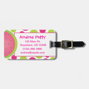 スイカピンク&グリーン水玉模様ラゲッジタグ ラゲッジタグ