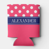 スイカピンクLG水玉模様CBネイビーネームモノグラム 缶クーラー (裏面)