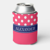 スイカピンクLG水玉模様CBネイビーネームモノグラム 缶クーラー (缶裏面)