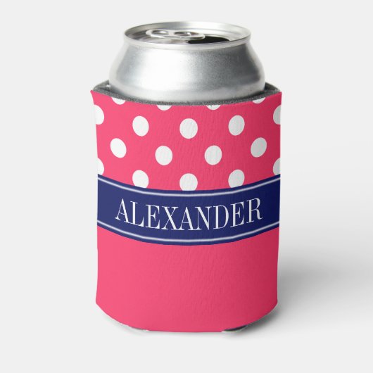 スイカピンクLG水玉模様CBネイビーネームモノグラム 缶クーラー (缶裏面)