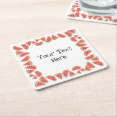 スイカピーススクエア文字 スクエアペーパーコースター (アングル)