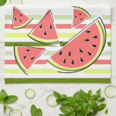 スイカピースストライプ文字薄型キッチンタオル キッチンタオル (折り畳み)