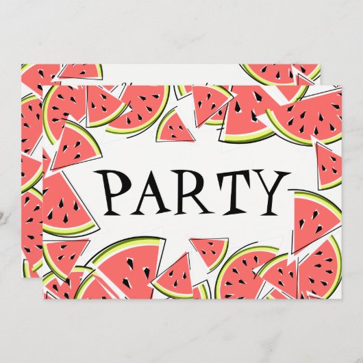 スイカピースパーティの招待状 招待状 (正面/裏面)
