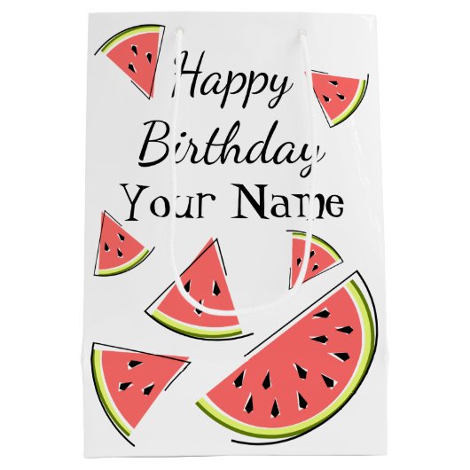 スイカピース誕生日名 ミディアムペーパーバッグ (裏面)