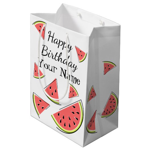 スイカピース誕生日名 ミディアムペーパーバッグ (裏面アングル)