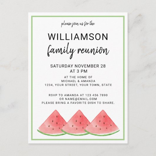 スイカファミリー懇親会招待状はがき インビテーションポストカード (正面)
