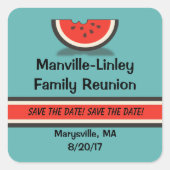 スイカファミリー懇親会日付ステッカーを保存 スクエアシール (正面)