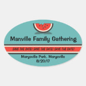 スイカファミリー懇親会日付ステッカーを保存 楕円形シール (正面)